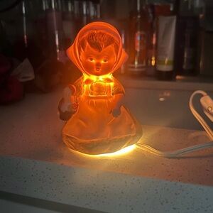 Little Girl 1950s Underwriters Laboratories Portable Lamp Night Light